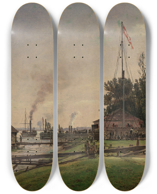 Triptych art skateboard deck of Jakob Alt Ii Donaugegend by Jakob Alt (1789-1872)