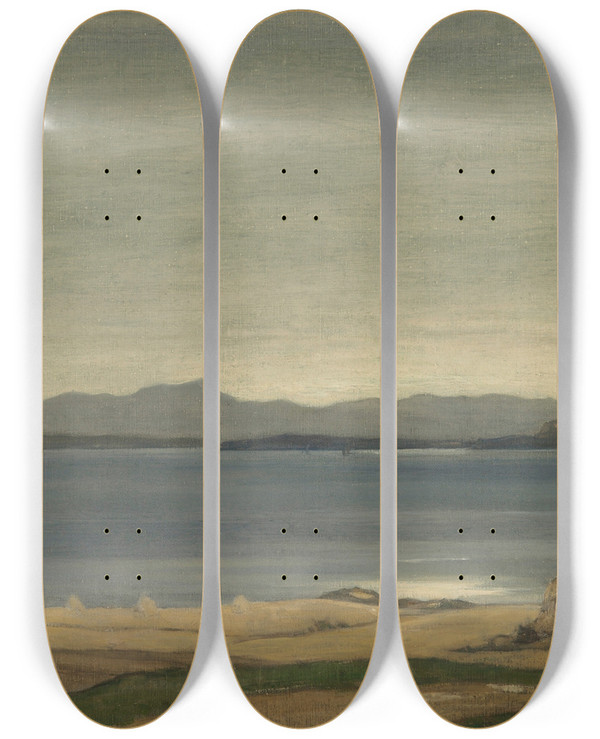 Triptych art skateboard deck of David Young Cameron Loch Nell by David Young Cameron (1865-1945)