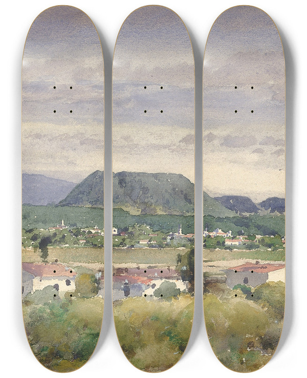 Triptych art skateboard deck of William Henry Holmes In Mexico by William Henry Holmes (1846-1933)