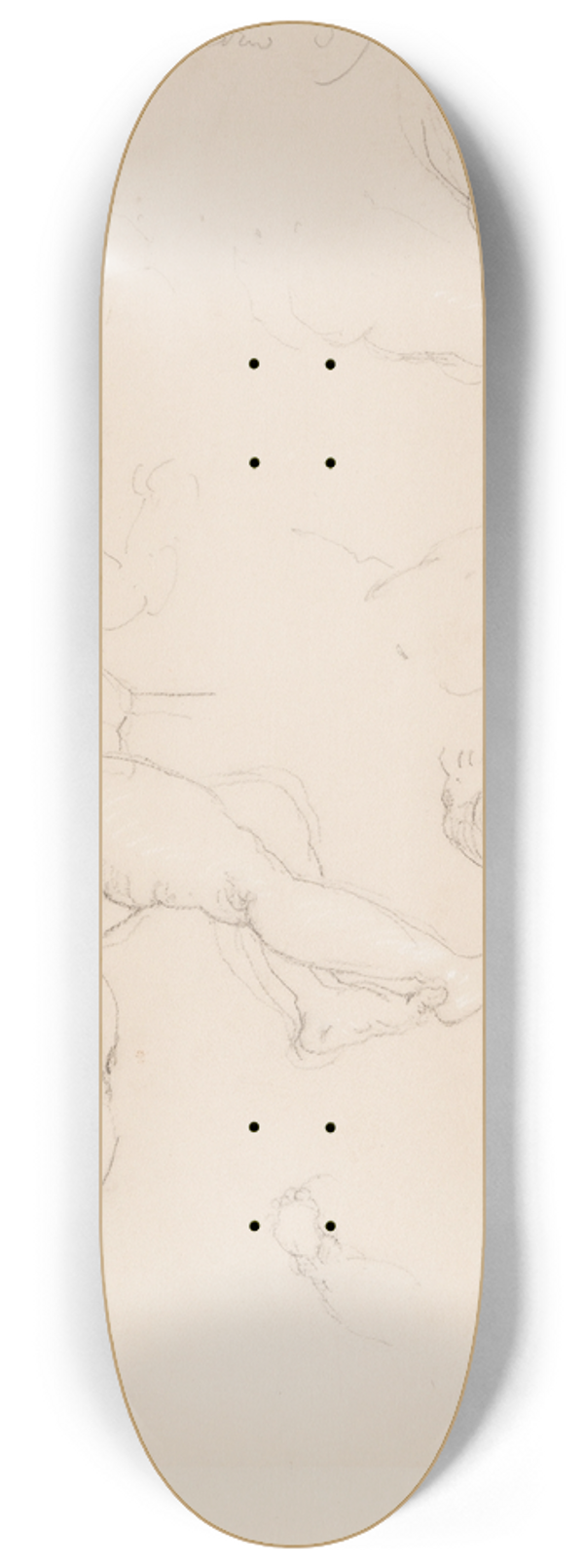 Eduard Julius Friedrich Bendemann - Four Figure Studies 8.25 inch art skate deck