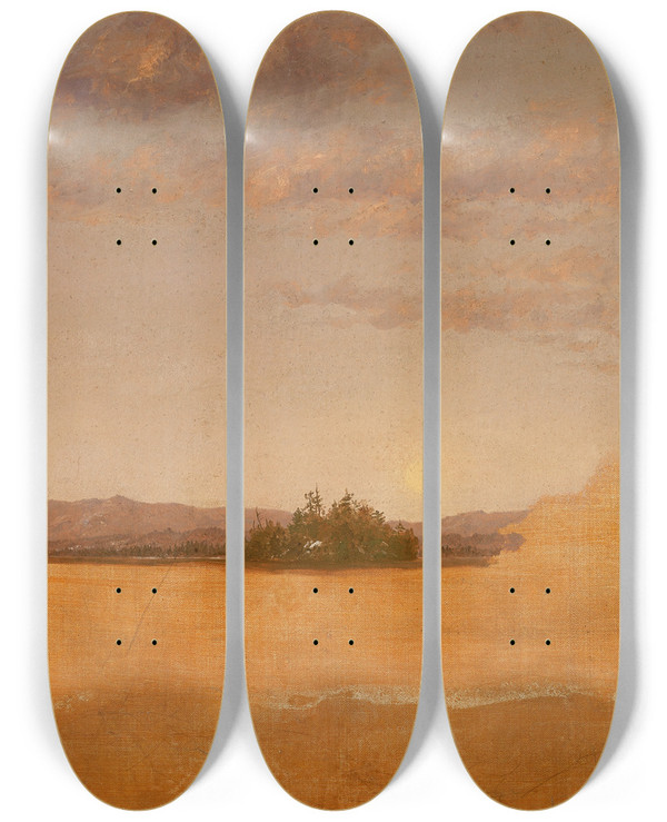 Triptych art skateboard deck of Thomas Cole Landscape Sketch by Thomas Cole (1801-1848)