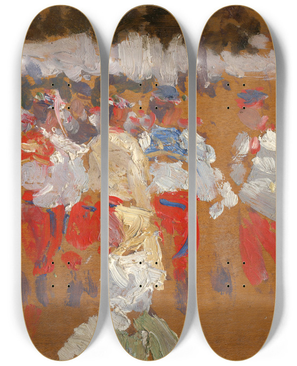 Triptych art skateboard deck of Joa Prka Sketch by Joza Uprka (1861-1940)