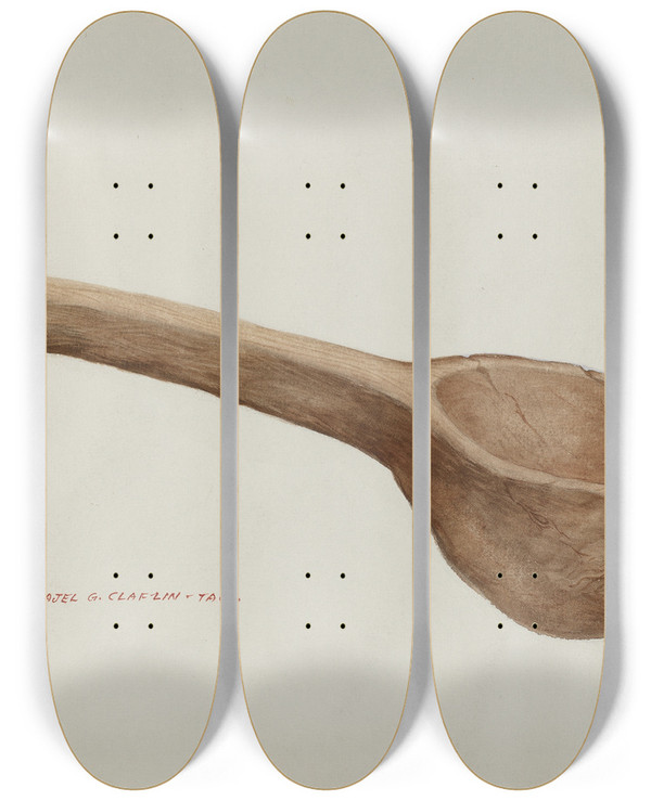 Triptych art skateboard deck of Majel G Claflin Wooden Ladle by Majel G Claflin (1893-1941)