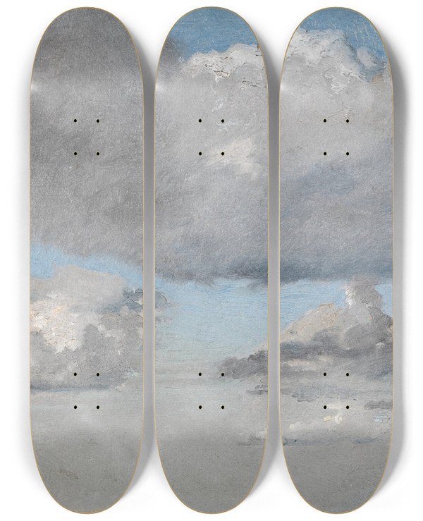 Triptych art skateboard deck of Christen Kbke Studie Af Skyer by Christen Kobke (1810-1848)