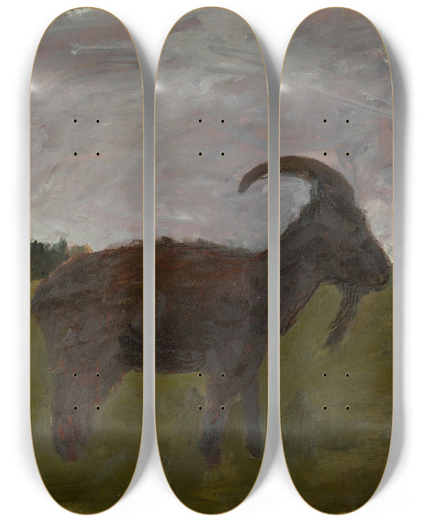 Triptych art skateboard deck of Paula Modersohnbecker Buerin Mit Zwei Ziegen Vor Gehft by Paula Modersohn-Becker (1876-1907)
