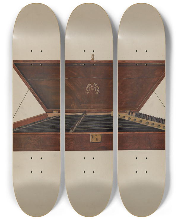 Triptych art skateboard deck of Rex F Bush Dulcimer_2 by Rex F Bush (20-)