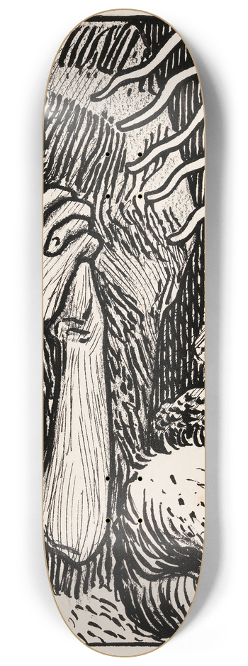 Akseli Gallen-Kallela - Sketch for the Praying Impene 8.25 inch art skate deck
