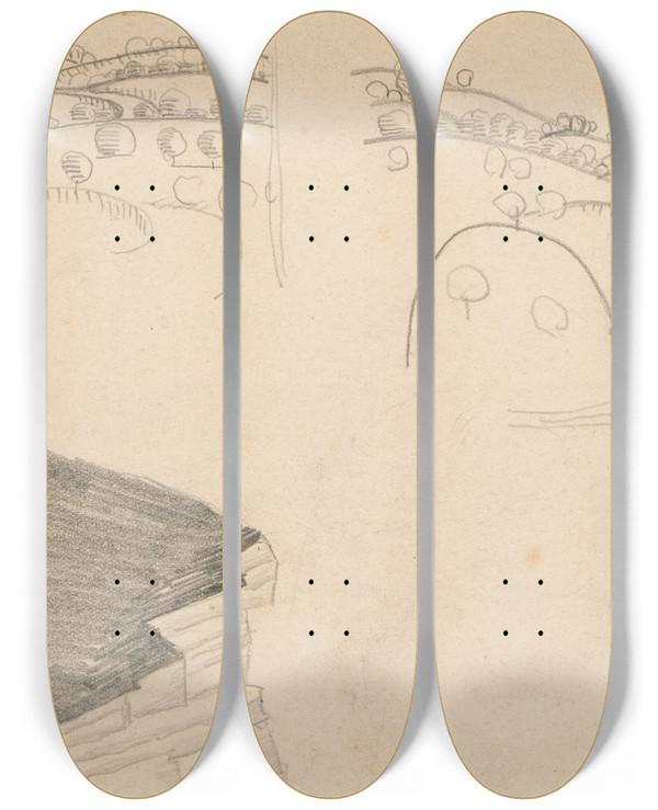 Triptych art skateboard deck of Viking Eggeling Original Drawings 23 by Viking Eggeling (1880-1925)