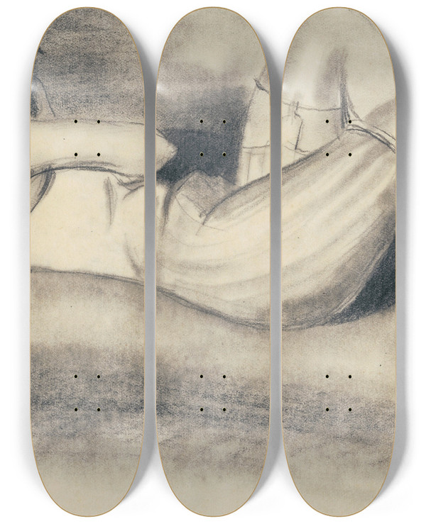 Triptych art skateboard deck of Karl Wiener Ohne Titel_14 by Karl Wiener (1901-1949)
