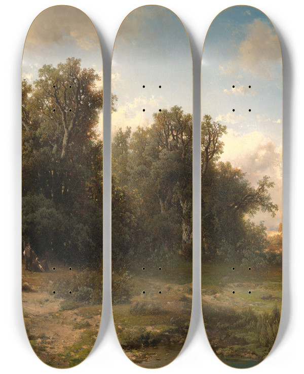 Triptych art skateboard deck of Frederik Hendrik Hendriks Wolfheze by Frederik Hendrik Hendriks (1808-1865)
