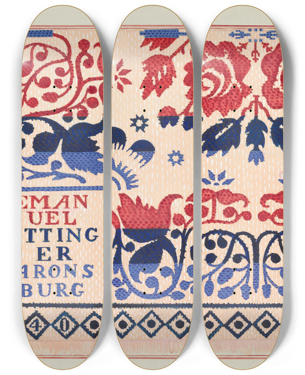 Triptych art skateboard deck of William Hoffman Coverlet_2 by William Hoffman