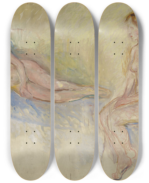 Triptych art skateboard deck of Edvard Munch Two Nudes by Edvard Munch (1863-1944)