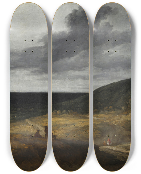 Triptych art skateboard deck of Georges Michel Landscape Near Paris by Georges Michel (1763-1843)