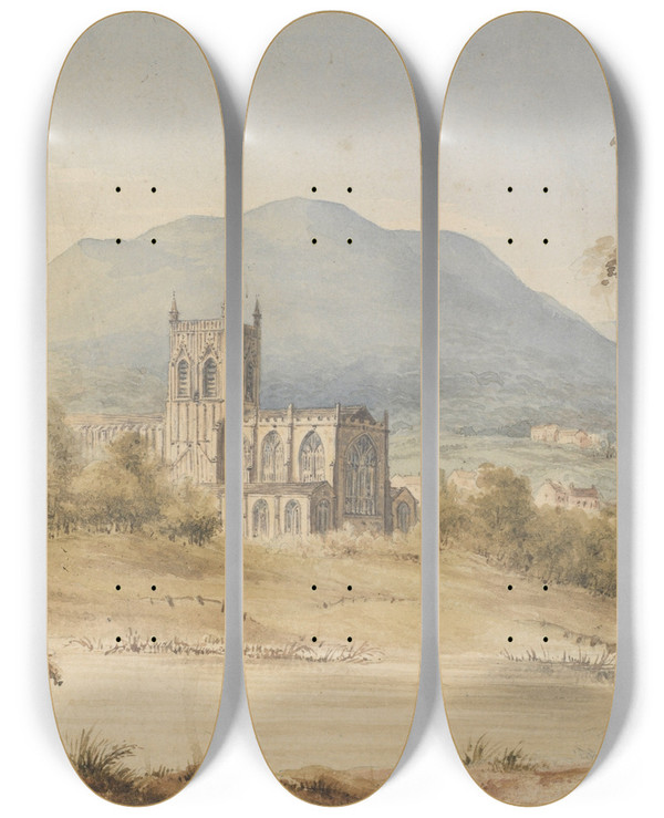 Triptych art skateboard deck of James Bourne Malvern by James Bourne