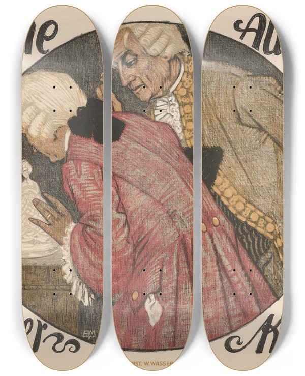 Triptych art skateboard deck of Burkhard Mangold Historische Ausstellung V Erzeugnissen Des Kunstgewerbes Aus Basler Privatbesitz In Der Basler Kunsthalle by Burkhard Mangold (1873-1950)