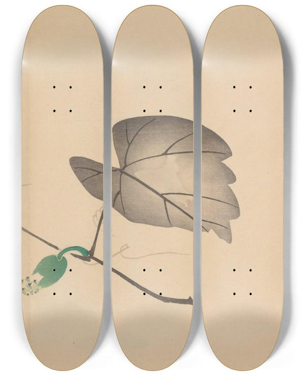 Triptych art skateboard deck of Shibata Zeshin Zeshin Iboku Tairyukyo Gafu Pl04 by Shibata Zeshin (1807-1891)
