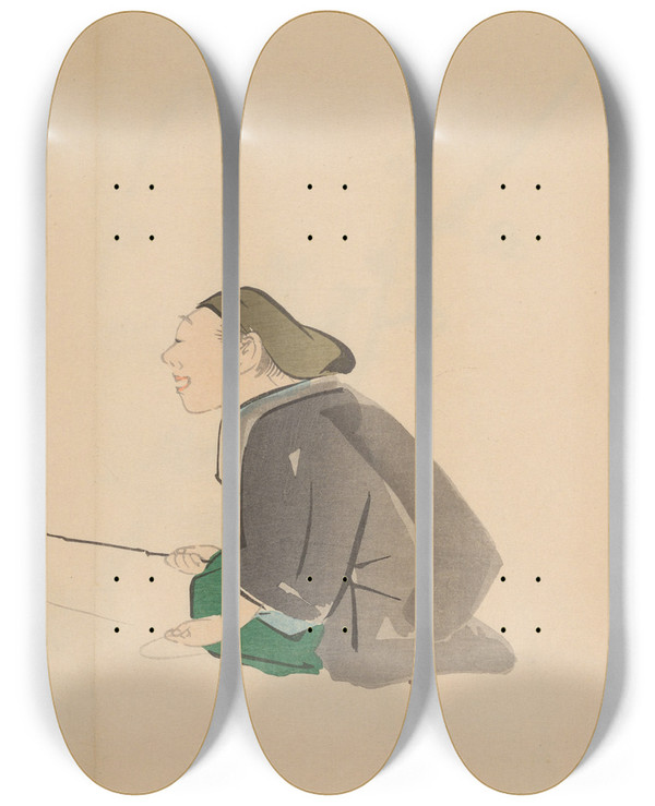 Triptych art skateboard deck of Shibata Zeshin Zeshin Iboku Tairyukyo Gafu Pl02 by Shibata Zeshin (1807-1891)