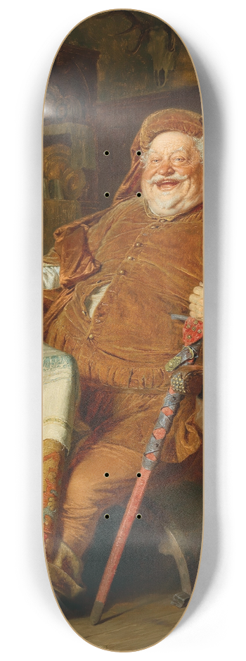 Eduard von Grtzner - Falstaff With A Sword, Wine Jug And Glass 8.25 inch art skate deck
