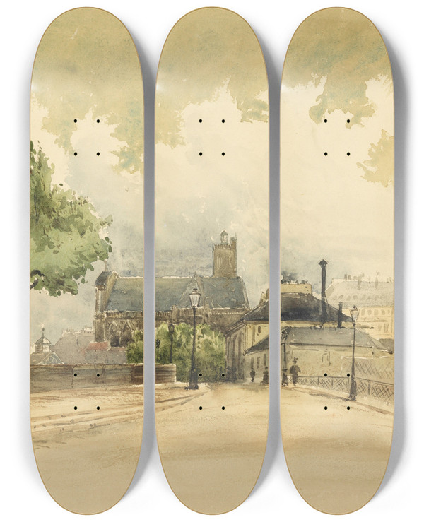 Triptych art skateboard deck of Whitney Warren Jr The Marque Paris by Whitney Warren Jr (19-)