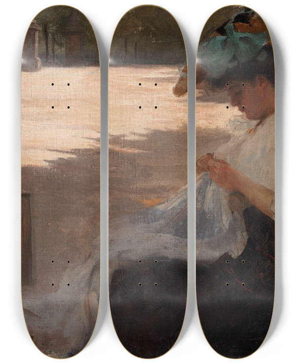 Triptych art skateboard deck of Eliseu Visconti Jardim Do Luxemburgo_2 by Eliseu Visconti (1866-1944)