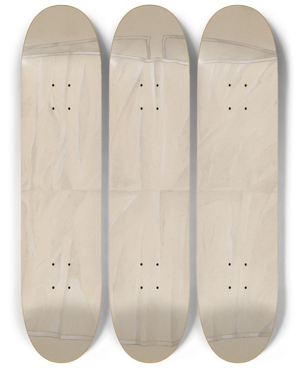 Triptych art skateboard deck of William Frank Babys Shirt by William Frank