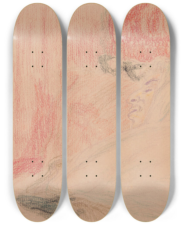 Triptych art skateboard deck of James Ensor Ensors Mother Sleeping by James Ensor (1860-1949)