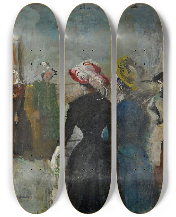 Triptych art skateboard deck of Christian Krohg Albertine by Christian Krohg (1852-1925)
