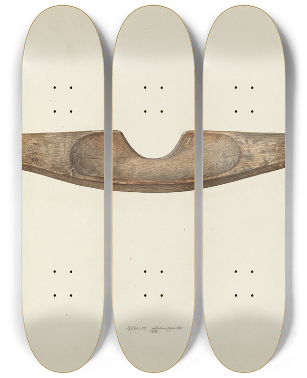 Triptych art skateboard deck of Albert Geuppert Shoulder Yoke by Albert Geuppert
