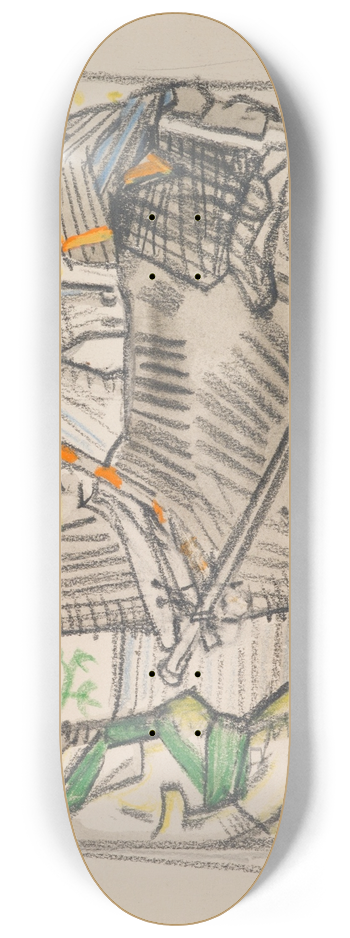 Akseli Gallen-Kallela - The Great Kalevala, Poem III, sketch, horses and riders meet 8.25 inch art skate deck