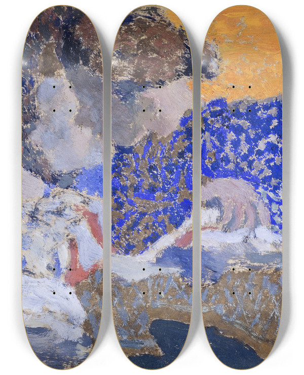 Triptych art skateboard deck of Douard Vuillard Deux Ouvrires Dans Latelier De Couture Two Seamstresses In The Workroom by douard Vuillard (1868-1940)