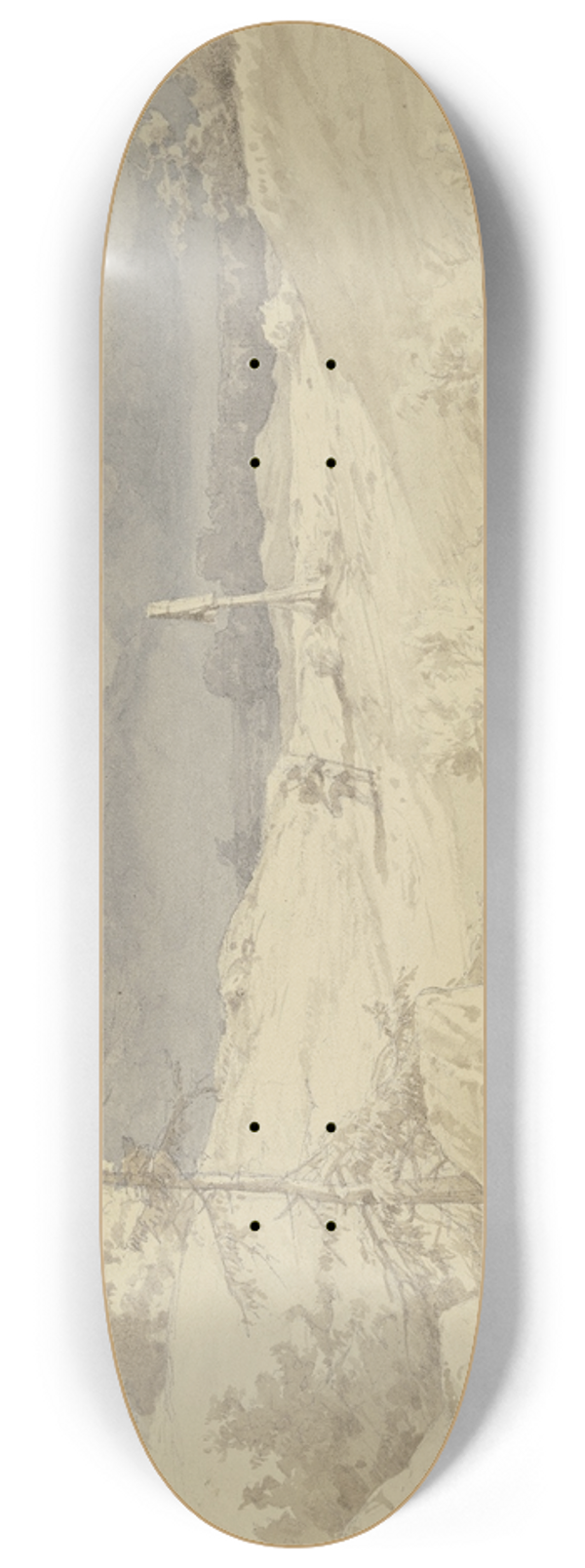 Eduard Wilhelm Pose - Aufziehendes Unwetter ber einer Landschaft mit Wegkreuz 8.25 inch art skate deck