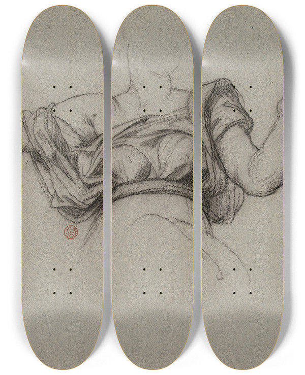 Triptych art skateboard deck of Franoislon Benouville Buste De Femme Drap by Francois Leon Benouville (1821-1859)