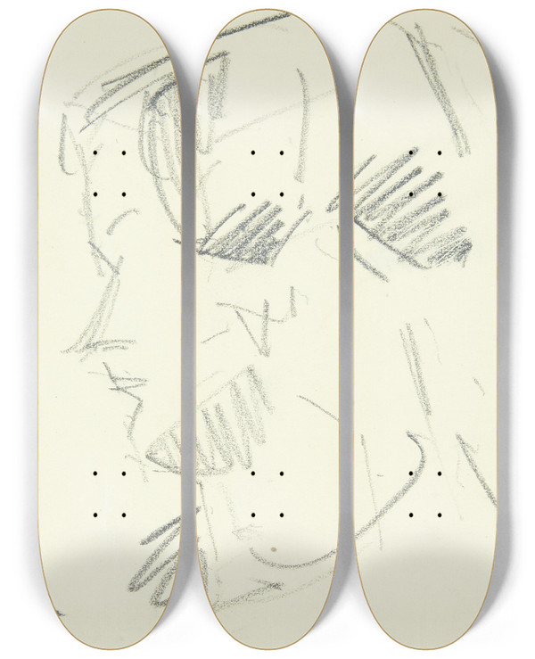 Triptych art skateboard deck of Edvard Weie Portrtstudie Af Malerinden Ellen Olrik Profil Mod Venstre by Edvard Weie (1879-1943)