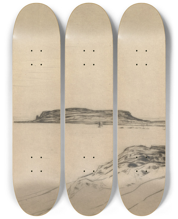 Triptych art skateboard deck of David Young Cameron Drumadoon by David Young Cameron (1865-1945)