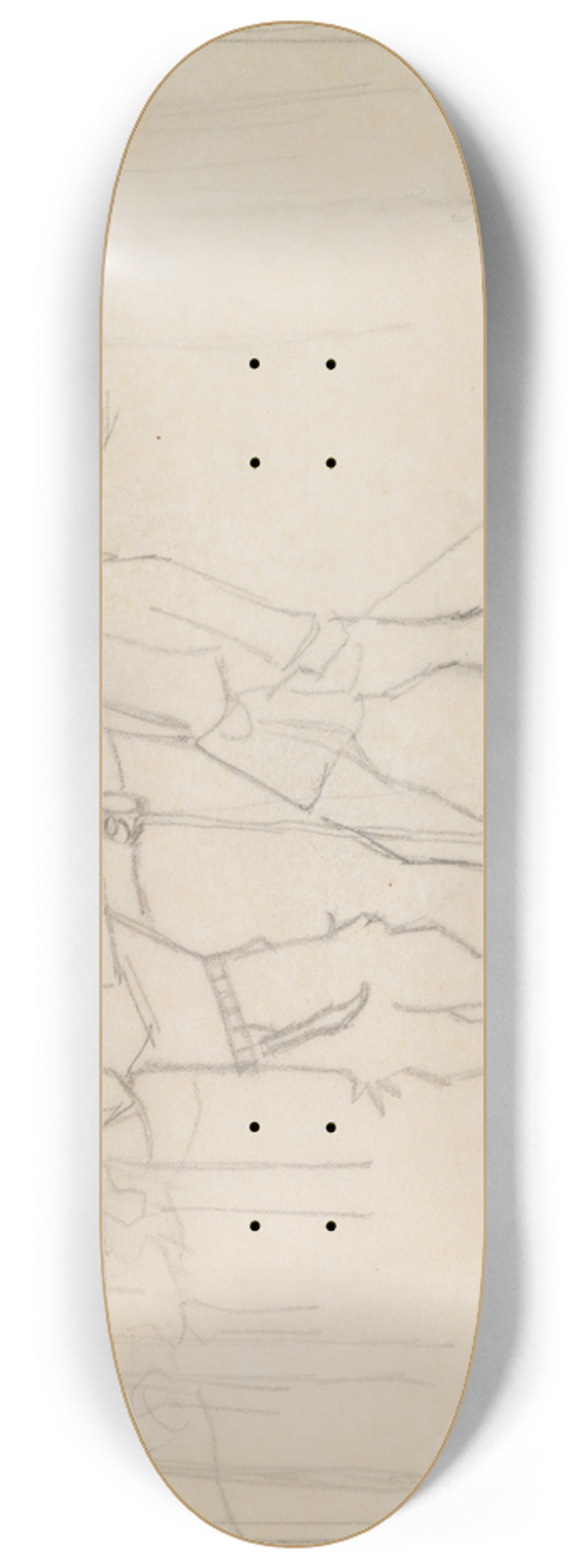 Akseli Gallen-Kallela - The Great Kalevala, sketch. Skiers. 8.25 inch art skate deck