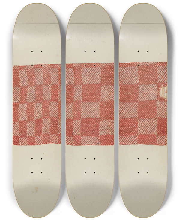 Triptych art skateboard deck of Frank Maurer Wool Tablecloth by Frank Maurer