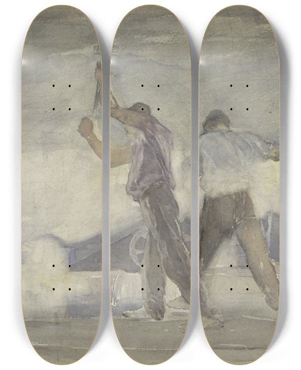 Triptych art skateboard deck of Pieter Josselin De Jong Smederij by Pieter Josselin De Jong (1861-1906)