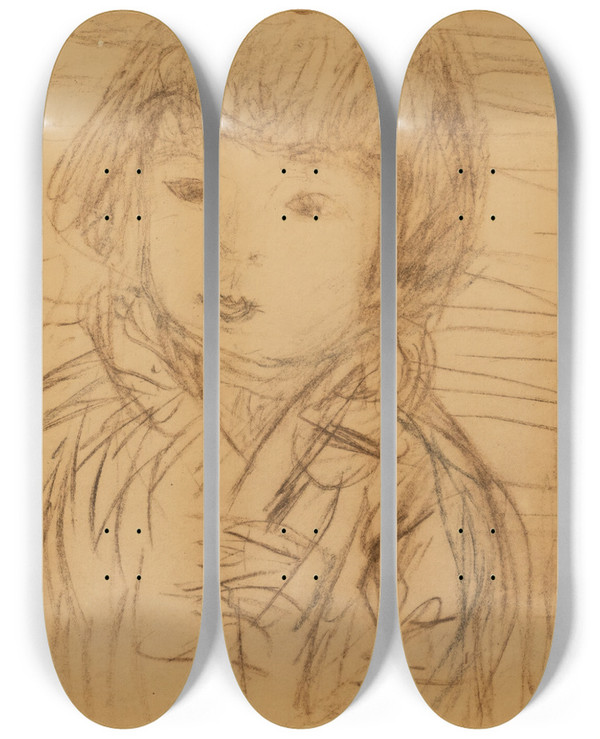 Triptych art skateboard deck of Pierre Bonnard Isabelle Lecomte Du Nouy Enfant by Pierre Bonnard (1867-1947)