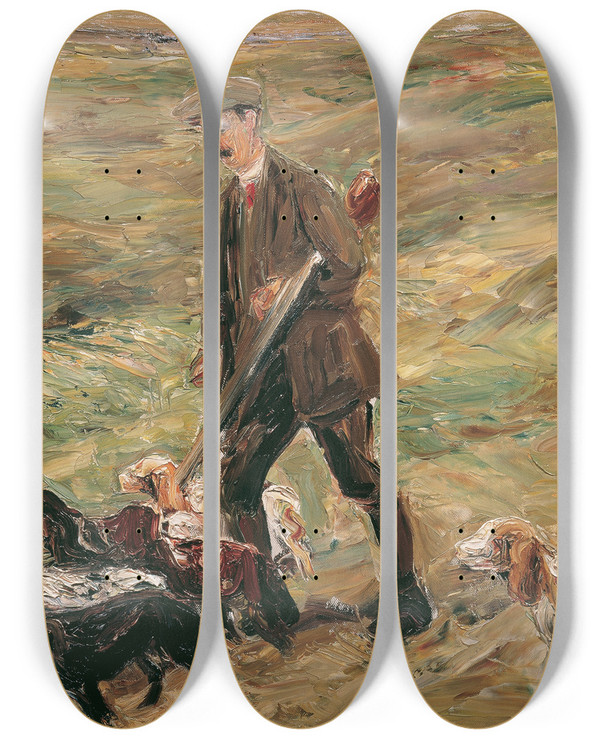 Triptych art skateboard deck of Max Liebermann Jger In Den Dnen by Max Liebermann (1847-1935)