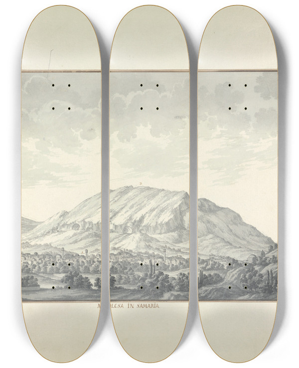Triptych art skateboard deck of Giovanni Battista Borra Napolosa In Samaria by Giovanni Battista Borra (1713-1770)