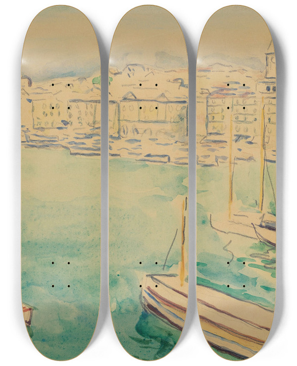 Triptych art skateboard deck of Albert Marquet Marseille by Albert Marquet (1875-1947)