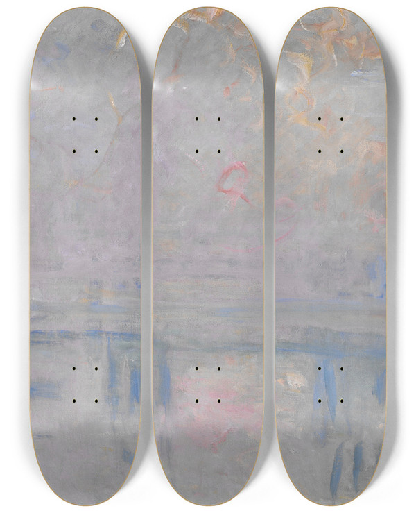 Triptych art skateboard deck of Claude Monet Charing Cross Bridge_2 by Claude Monet (1840-1926)