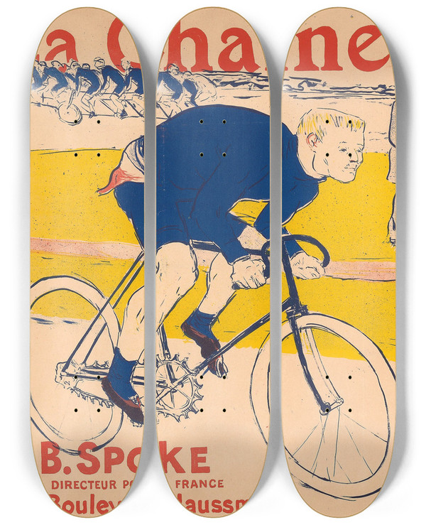 Triptych art skateboard deck of Henri De Toulouselautrec The Simpson by Henri de Toulouse-Lautrec (1864-1901)