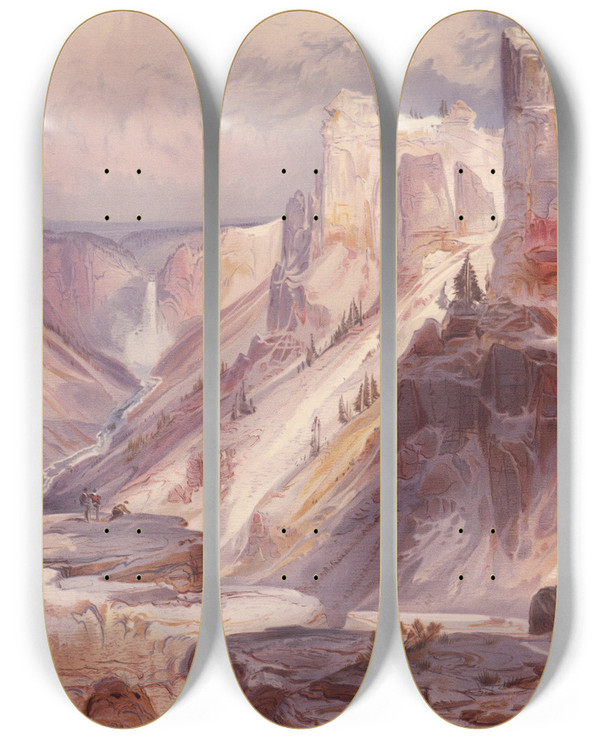 Triptych art skateboard deck of Thomas Moran The Grand Canyon Yellowstone_2 by Thomas Moran (1837-1926)