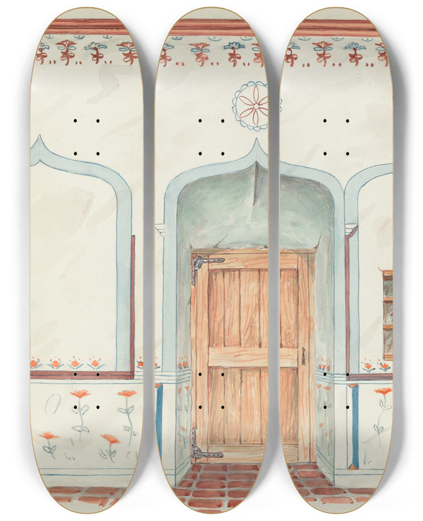 Triptych art skateboard deck of Harry Mann Waddell Wall Painting by Harry Mann Waddell (1876-1956)