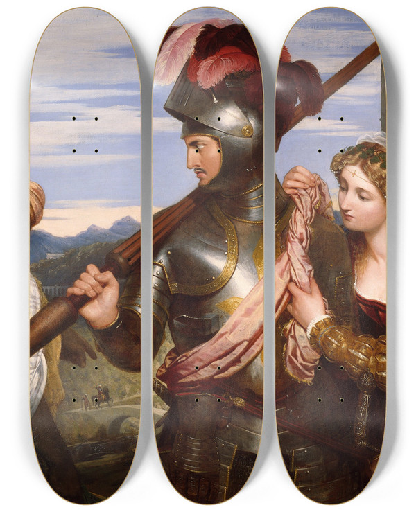 Triptych art skateboard deck of Charles Lock Eastlake The Champion by Charles Lock Eastlake (1793-1865)