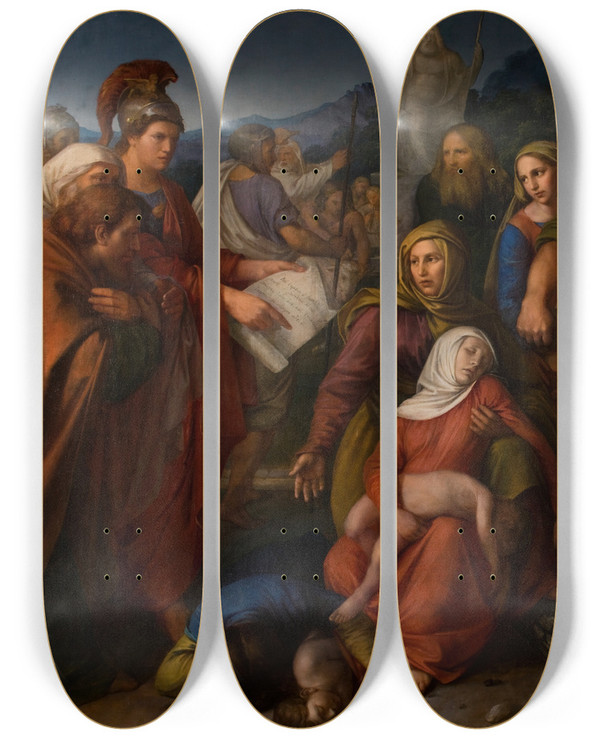 Triptych art skateboard deck of Wojciech Korneli Stattler The Maccabees by Wojciech Korneli Stattler (1800-1875)