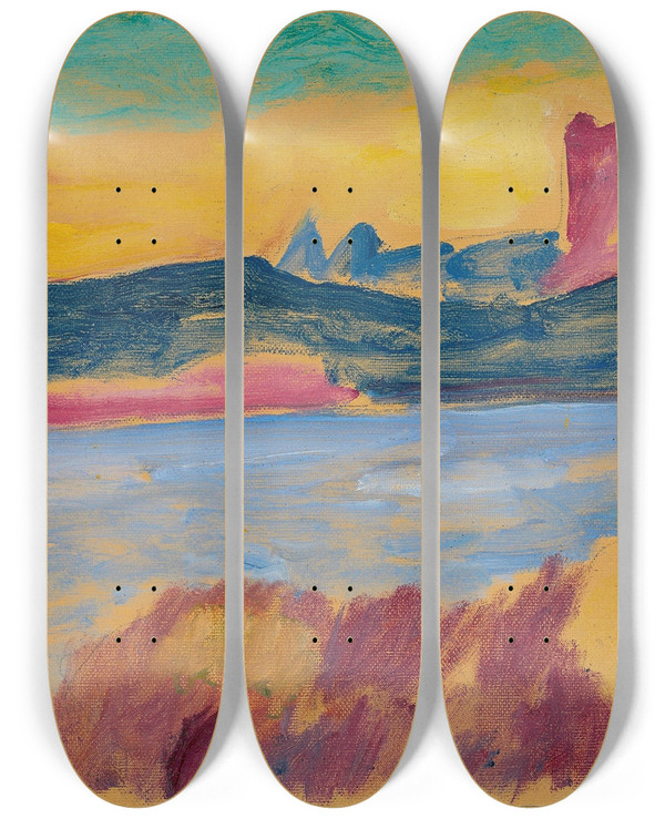 Triptych art skateboard deck of Alexej Von Jawlensky Landscape Lake Geneva by Alexej Von Jawlensky (1864-1941)