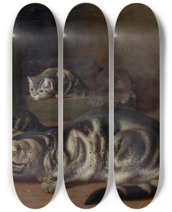 Triptych art skateboard deck of Horatio Henry Couldery Curiosity by Horatio Henry Couldery (1832-1918)