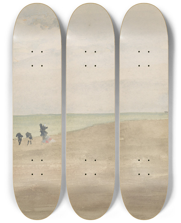 Triptych art skateboard deck of James Abbott Mcneill Whistler Opal Beach by James Abbott Mcneill Whistler (1834-1903)